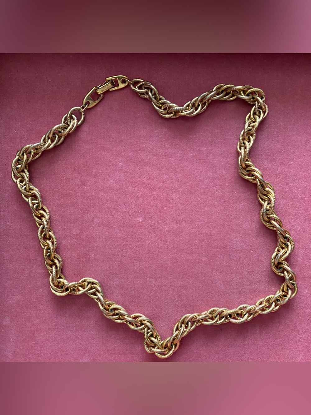 Vintage Gold 18” Twisted Textured Rope Chain Necklace